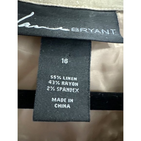 Lane Bryant size 16 tan linen blend unlined 2-4 sleeve button front jacket - Picture 3 of 5